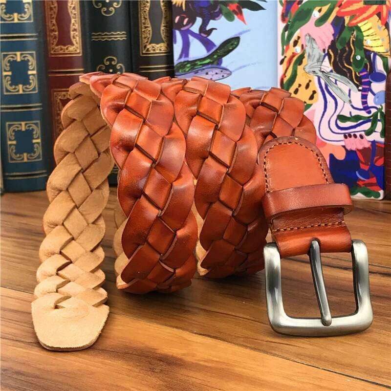 Mens Braided Top Quality Hand Made Luxury Wide Genuine Belts For Women Ceinture Men Leather Belt MBT0508 S260228