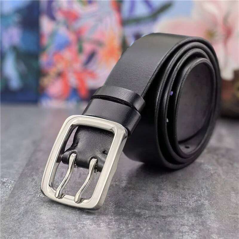 38MM Double Pin Stainless Steel Buckle For Luxury Genuine Leather Men Ceinture Men's Belt SBT0017 S260228