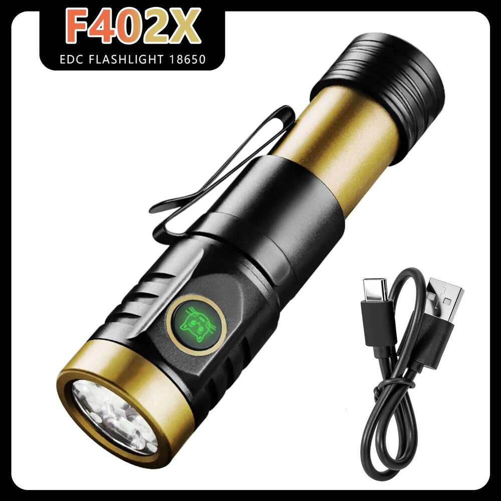 Rechargeable compatible 18650 and 18350 , LED super bright flashlight, magnetic suction, with pen clip Z260301