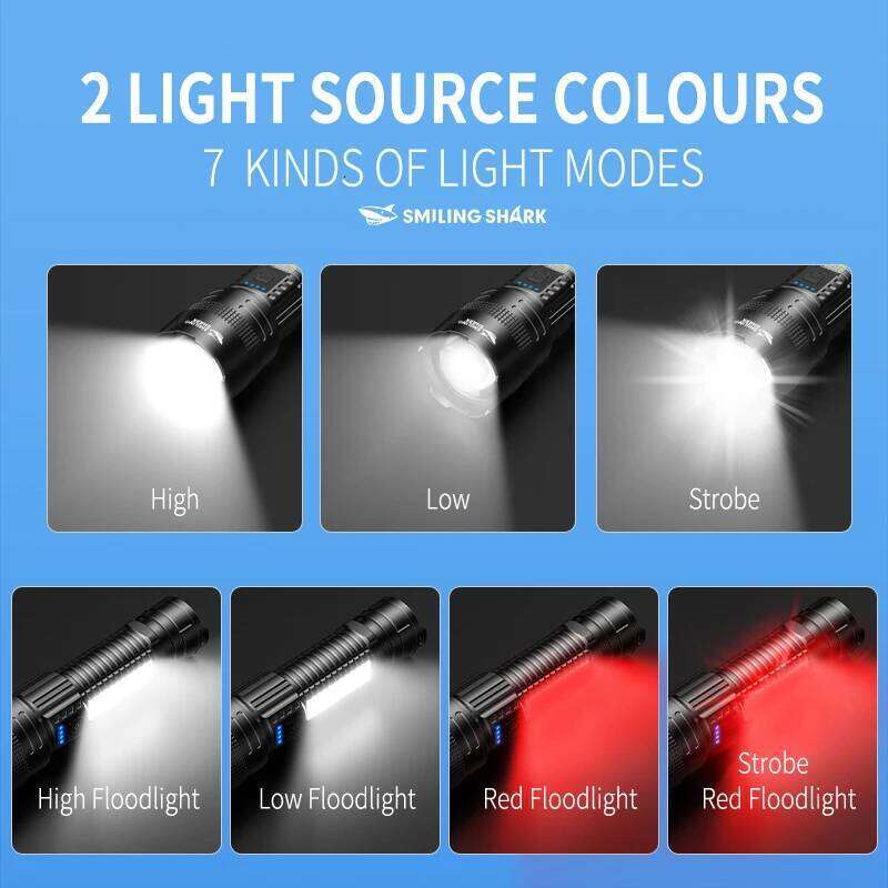 Smiling Shark SD7168 Rechargeable Flashlight, M60 Zoomable Torchlight, with COB Side Light, Power Display, for Outdoor Camping Z260301