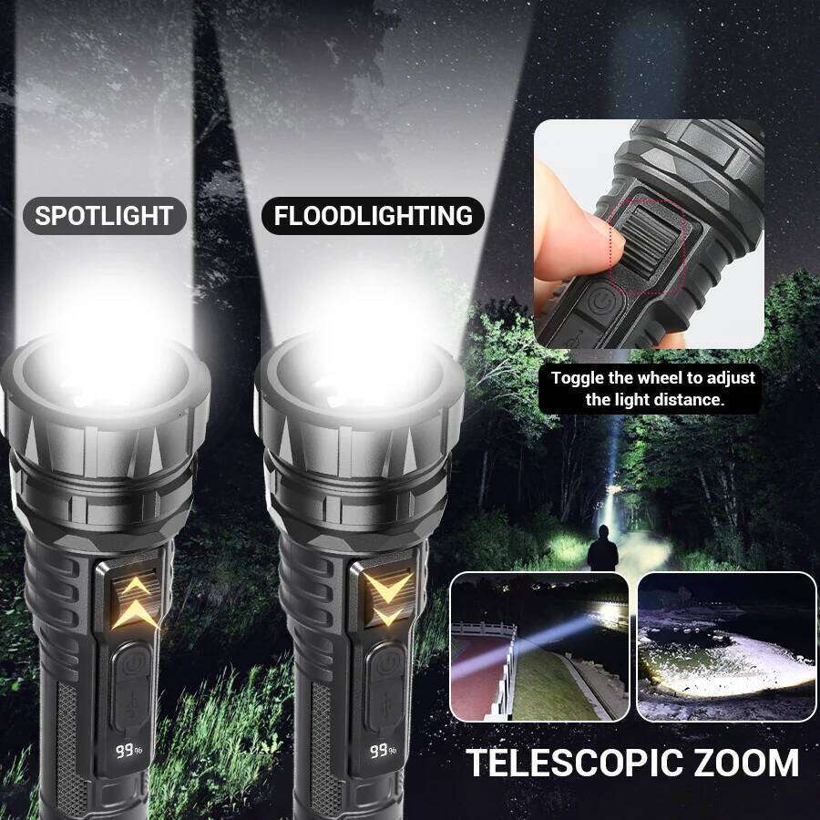 Outdoor Portable Christmas Led Flashlight Rechargeable Torch Strong Light Tactical Lamp for Camping Fishing Emergency Lantern Z260301