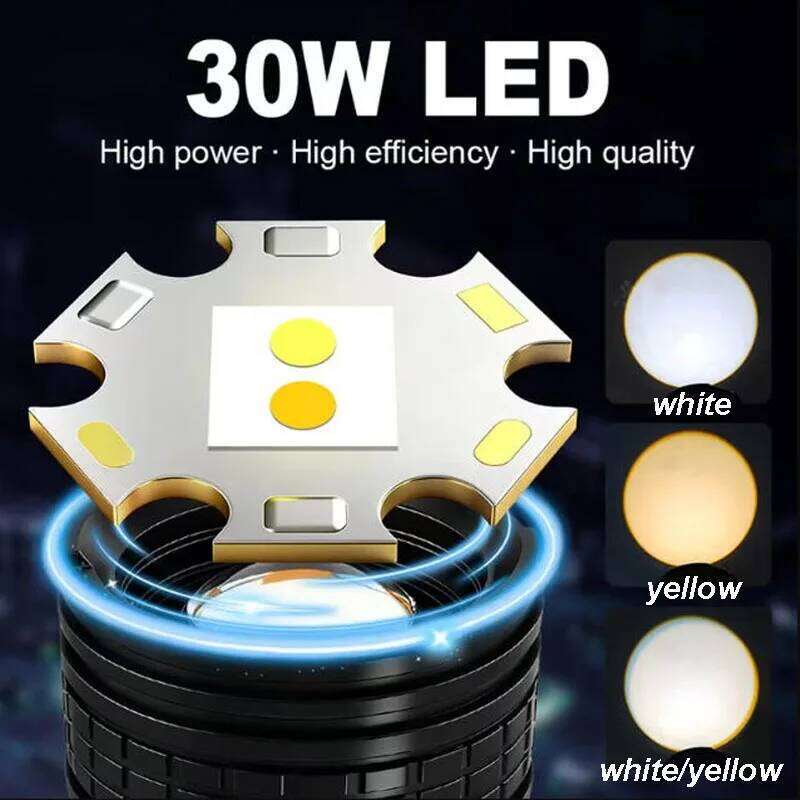 High Power LED White/Yellow USB Rechargeable Tactical Torch Light Super Powerful Flashlight for Camping Fishing Z260301