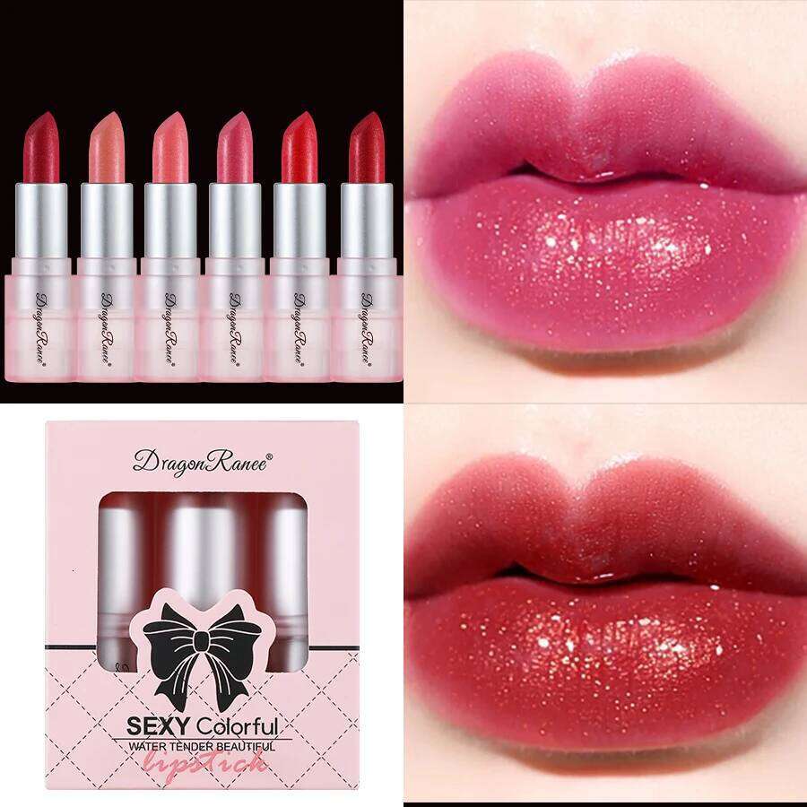 3-pack lipstick set, delicate, smooth, durable, waterproof, matte pearl, shiny, sparkling lipstick, holiday gift, party, versati H260302