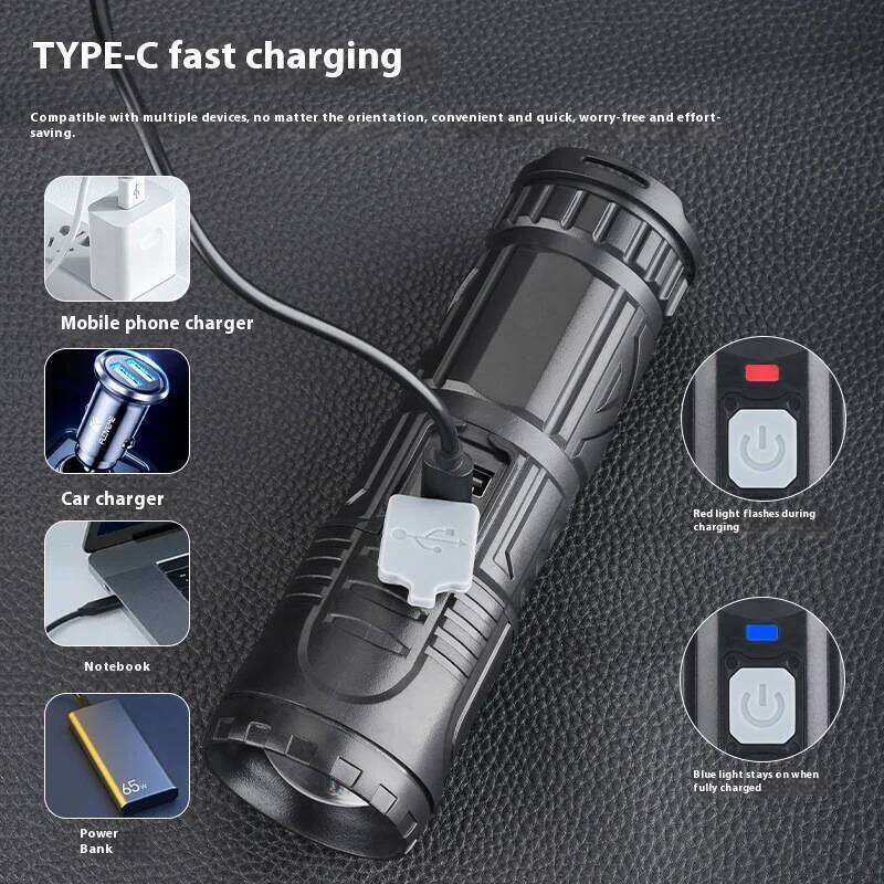 Super Bright Flashlights Telescopic Zoom Tactical Laser Torch Outdoor Rechargeable Camping Hiking Lantern Emergency Power Bank Z260301