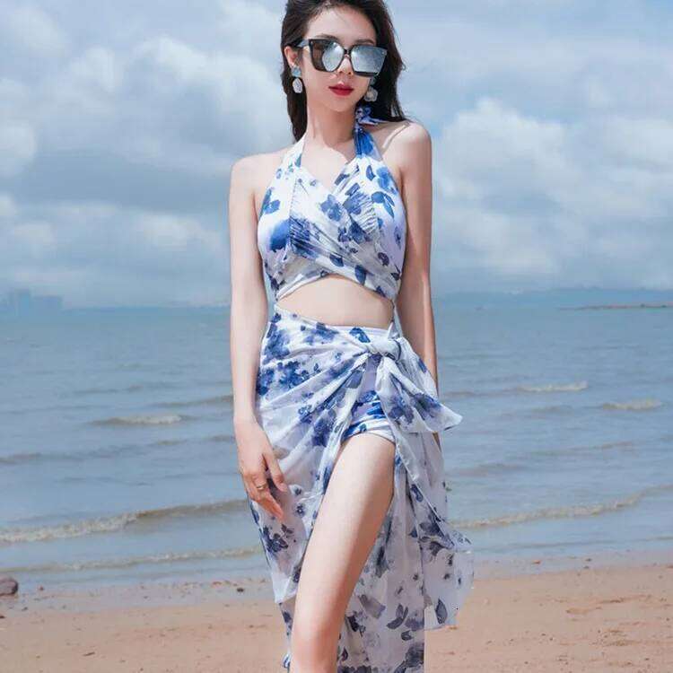 Swimsuit split bikini 3pcs resort seaside hot spring women swimsuit Z260301