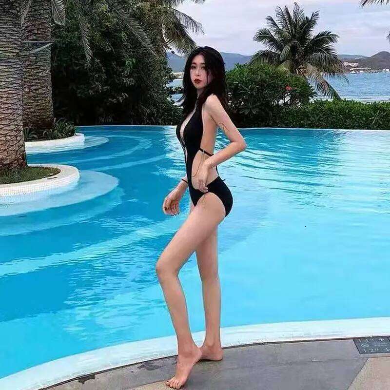 Swimsuit Female One-piece Sexy Backless Black Deep V Slimming Beach Resort Spa Bikini Swimming Women Swimwear Dropshipping Z260301