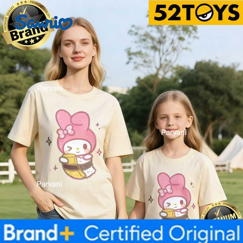 Sanrio 2026 Autumn-Winter Trending My Melody Honey Pot Print 100 Cotton Parent-Child T-Shirts High Quality Loose Casual Clothing H260302