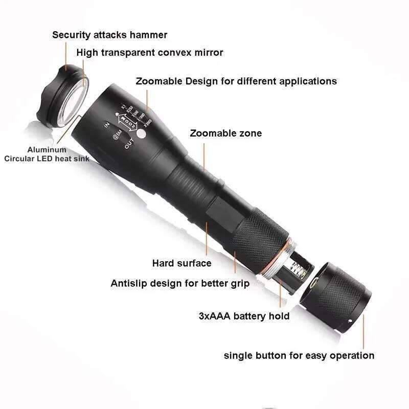 High Power T6 LED Flashlights Camping Torch 5 Modes Zoom Light Aluminum Alloys Waterproof Material External 18650 Battery Z260301