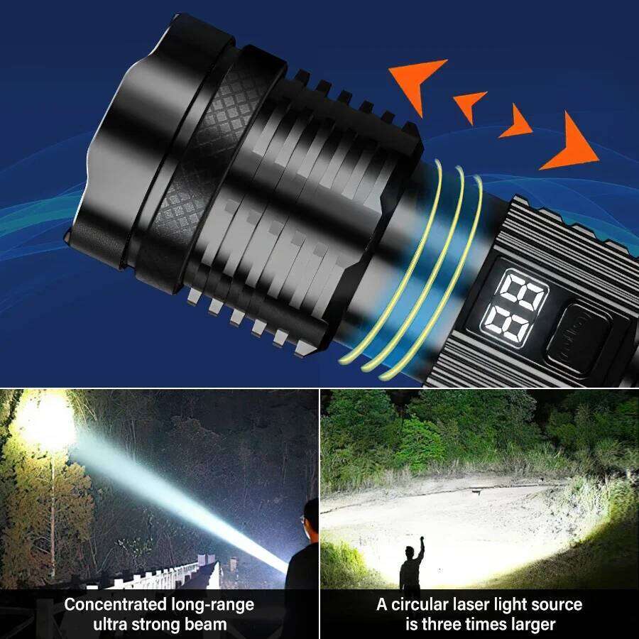 Powerful LED Flashlight Usb Rechargeable Portable Torch Built-in 18650 Battery 5 Mode Lighting Outdoor Emergency Camping Lantern Z260301