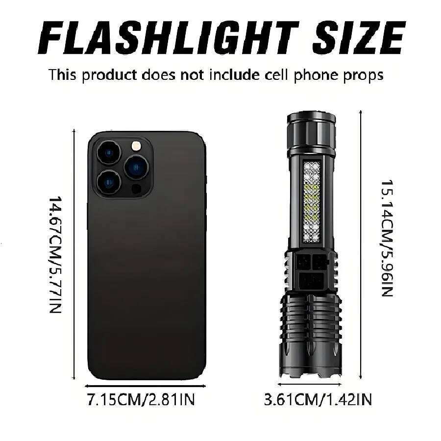2025 Newest High Power LED Flashlight USB Rechargeable Tactical Torch With COB Light Zoomable Waterproof Camping Fishing Lantern Z260301