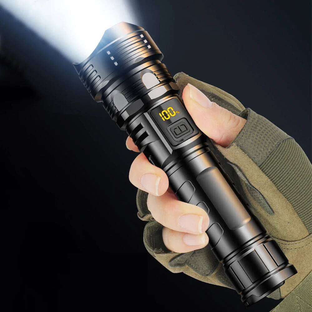 10W Zoomable With Power Display Rechargeable LED Flashlight Waterproof Strong Light Tactical Torch For Camping Hiking Z260301