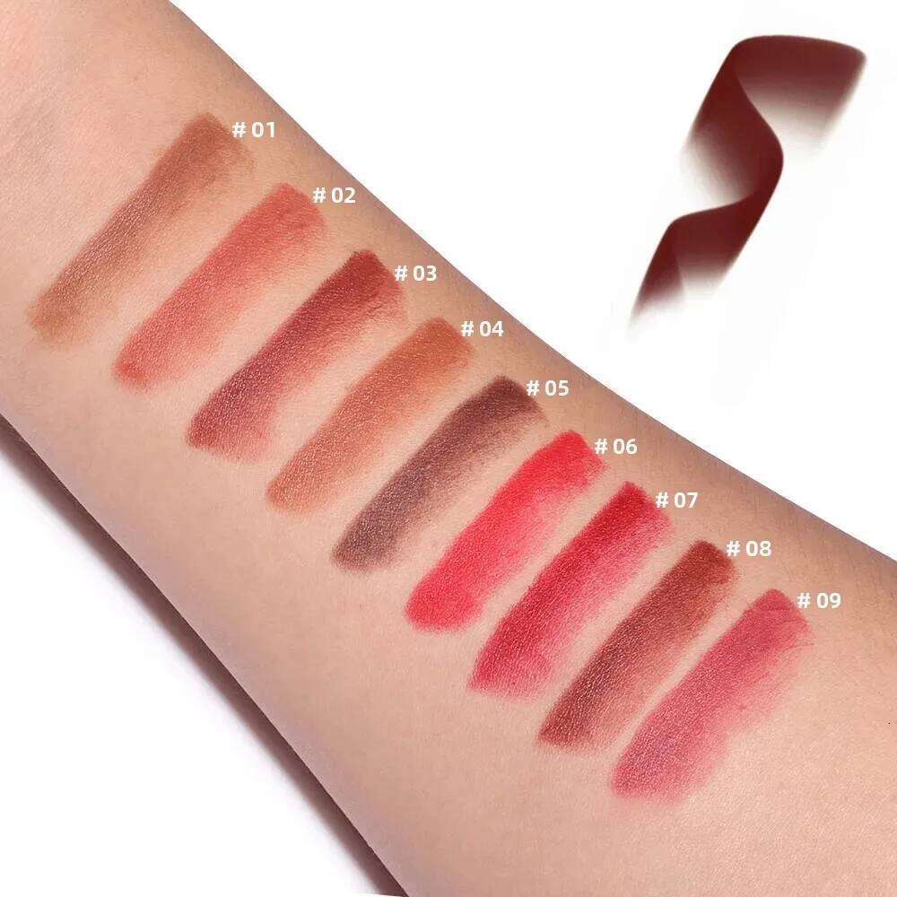 9 Colors Gradient Matte Liner Waterproof Non-Sticky Velvet Lipstick Black Brown Contouring Tint Crayon Lip Makeup H260302