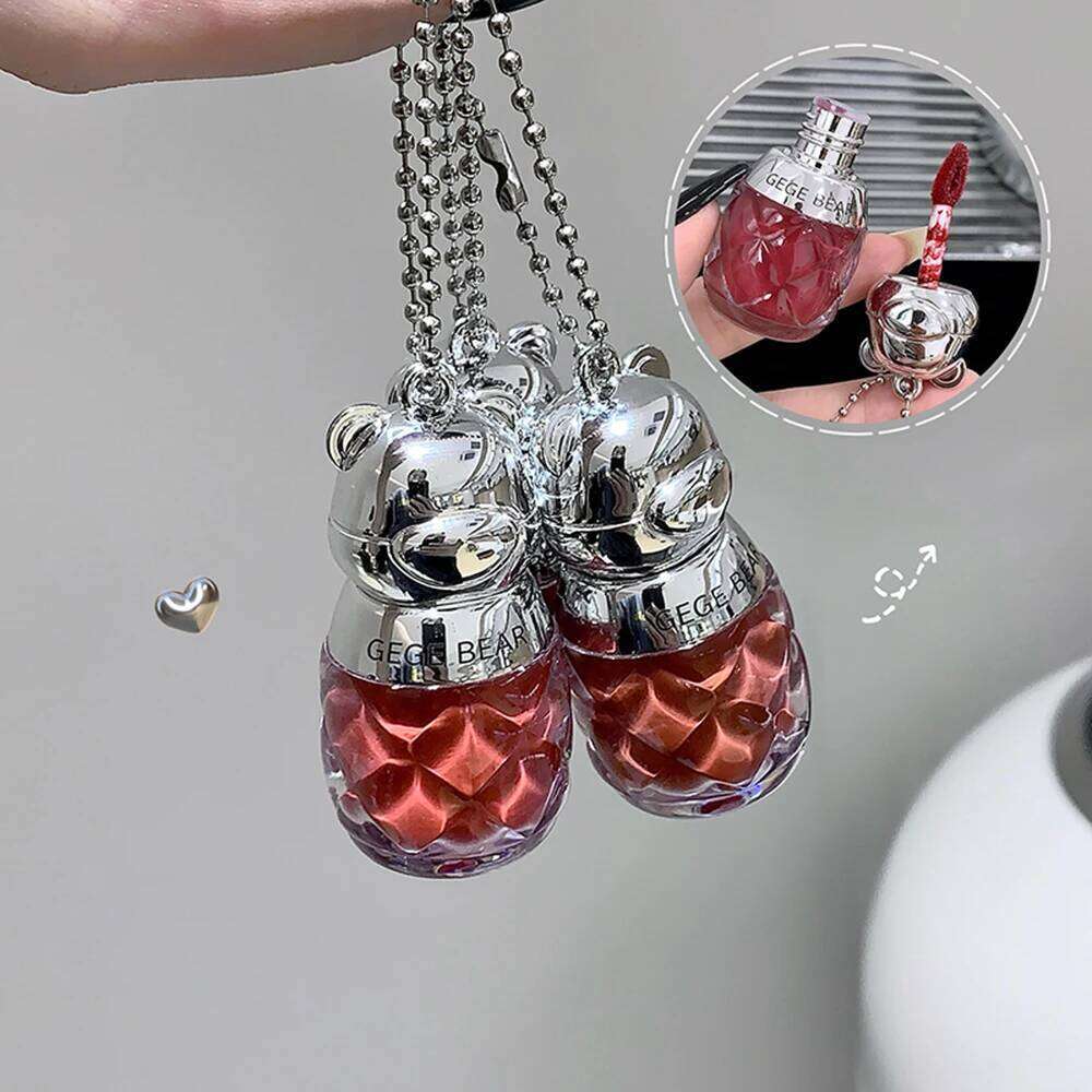 Gege Bear Keychain Pendant Water Gloss Gloss, Easily Apply Moisturizing Mirror Finish for Autumn&Winter Colors Lip Stain H260302