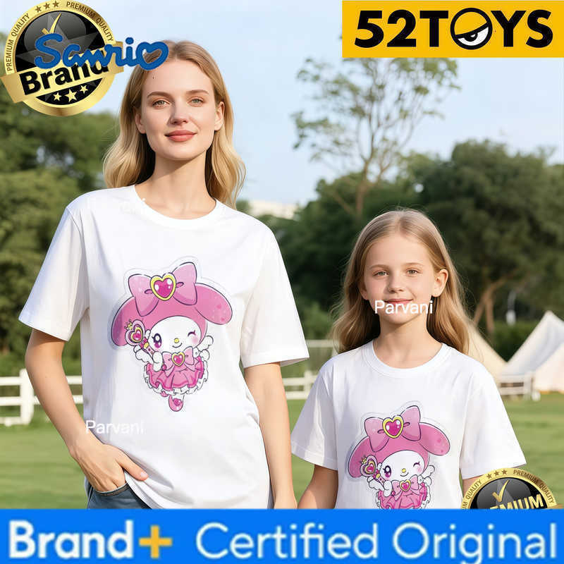 Sanrio 2026 Autumn-Winter Trending My Melody Magic Princess Print 100 Cotton Parent-Child T-Shirts High Quality Loose Casual Y2K H260302