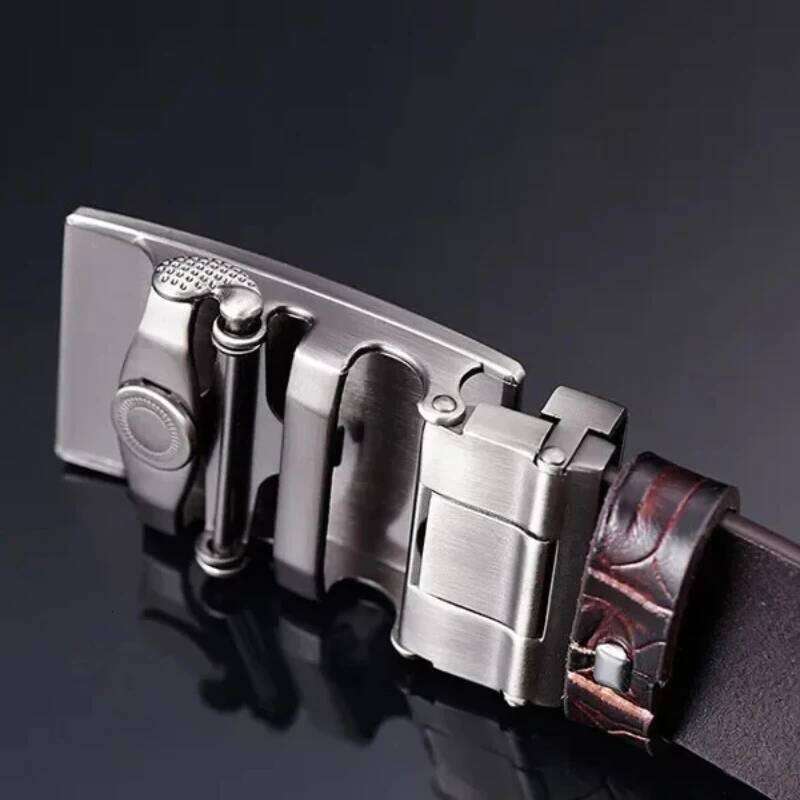 NEW High Quality Cow Genuine Leather Belt for Men Automatic Buckle Crocodile vintage cintos men Jeans belt luxury wedding belts S260228