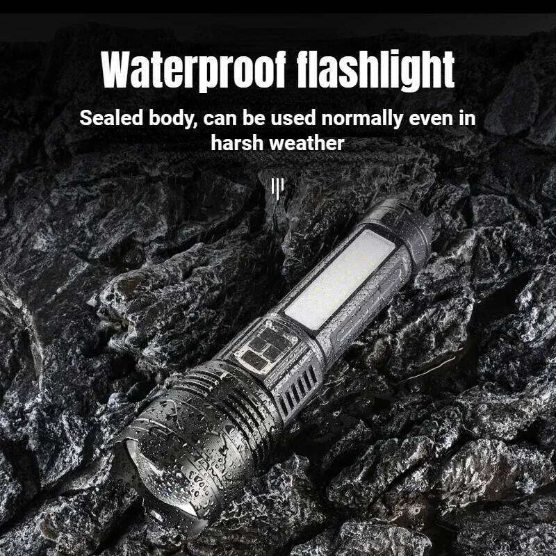 Powerful 10000 LM Led Flashlight 3*18650 Battery Zoomable White Laser Torch Type-C Charging Outdoor Camping Tactical Lantern Z260301