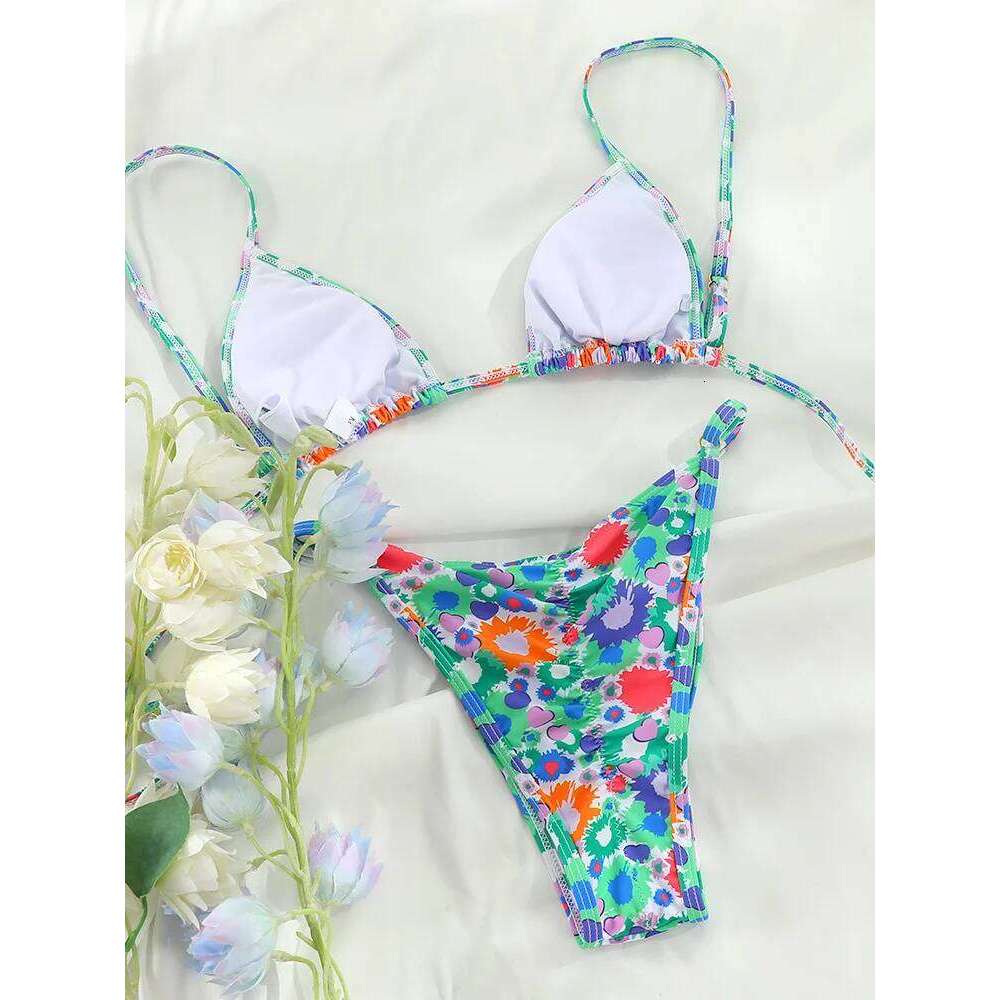 Extreme Print Bikini for Women Cut Out Swimwear Low Waist Swimsuit Micro Bikinis Set Bathing Suit Triangle Beachwear 2024 Z260301