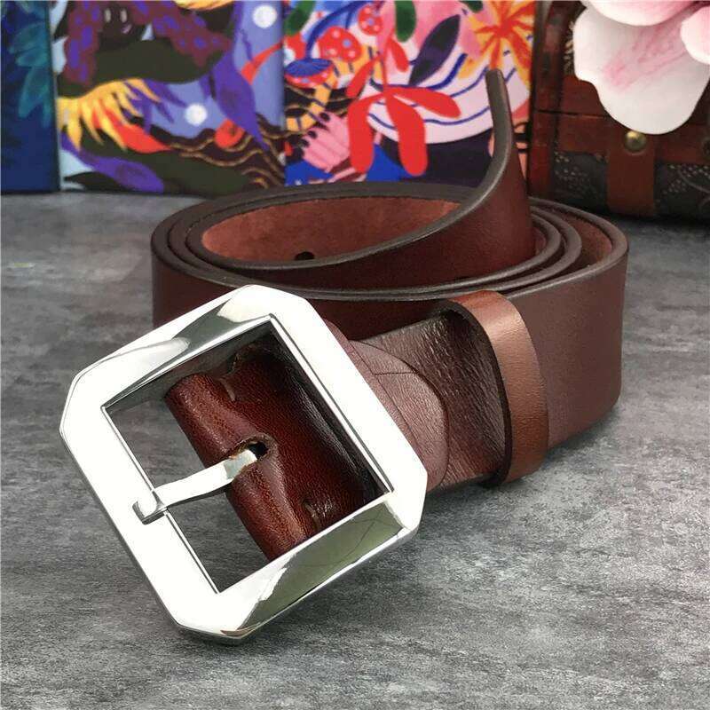 Stainless Steel Buckle Quality Super Thick Genuine Ceinture Men Leather Wide Waist Belt SBT0004 S260228