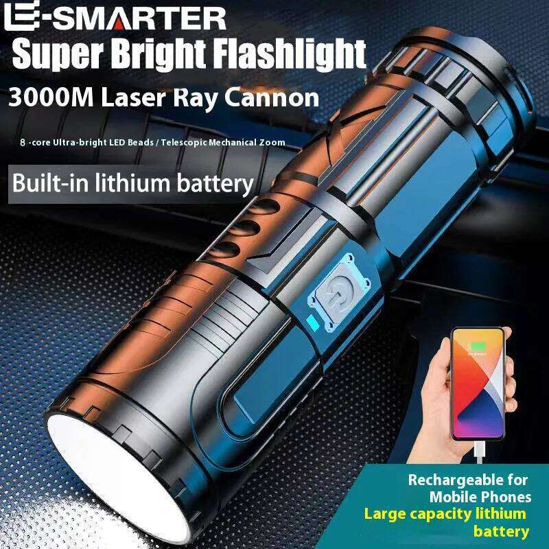Super Bright Flashlights Telescopic Zoom Tactical Laser Torch Outdoor Rechargeable Camping Hiking Lantern Emergency Power Bank Z260301