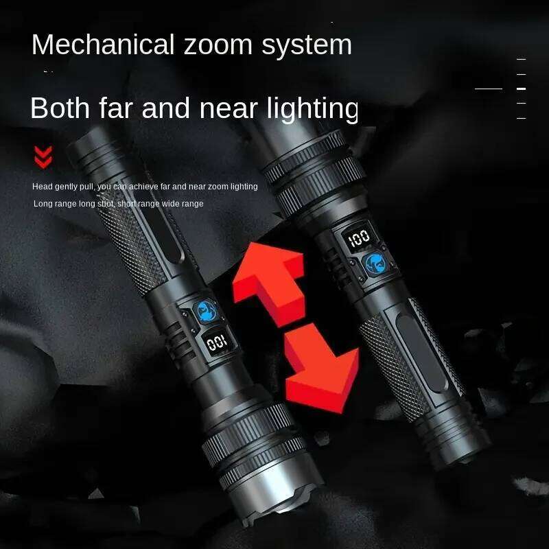 High lumen LED flashlight with digital display, USB charging, Telescopic zoom function and 1200mAh Li-ion battery Z260301