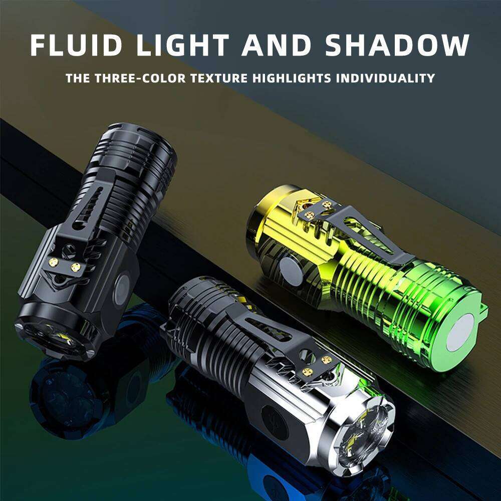 BOOIU Super Bright Flashlight 3 LED Portable Mini Burst Flash Torch Rechargeable Tail Magnet Outdoor Spotlight with Pen Clip Z260301