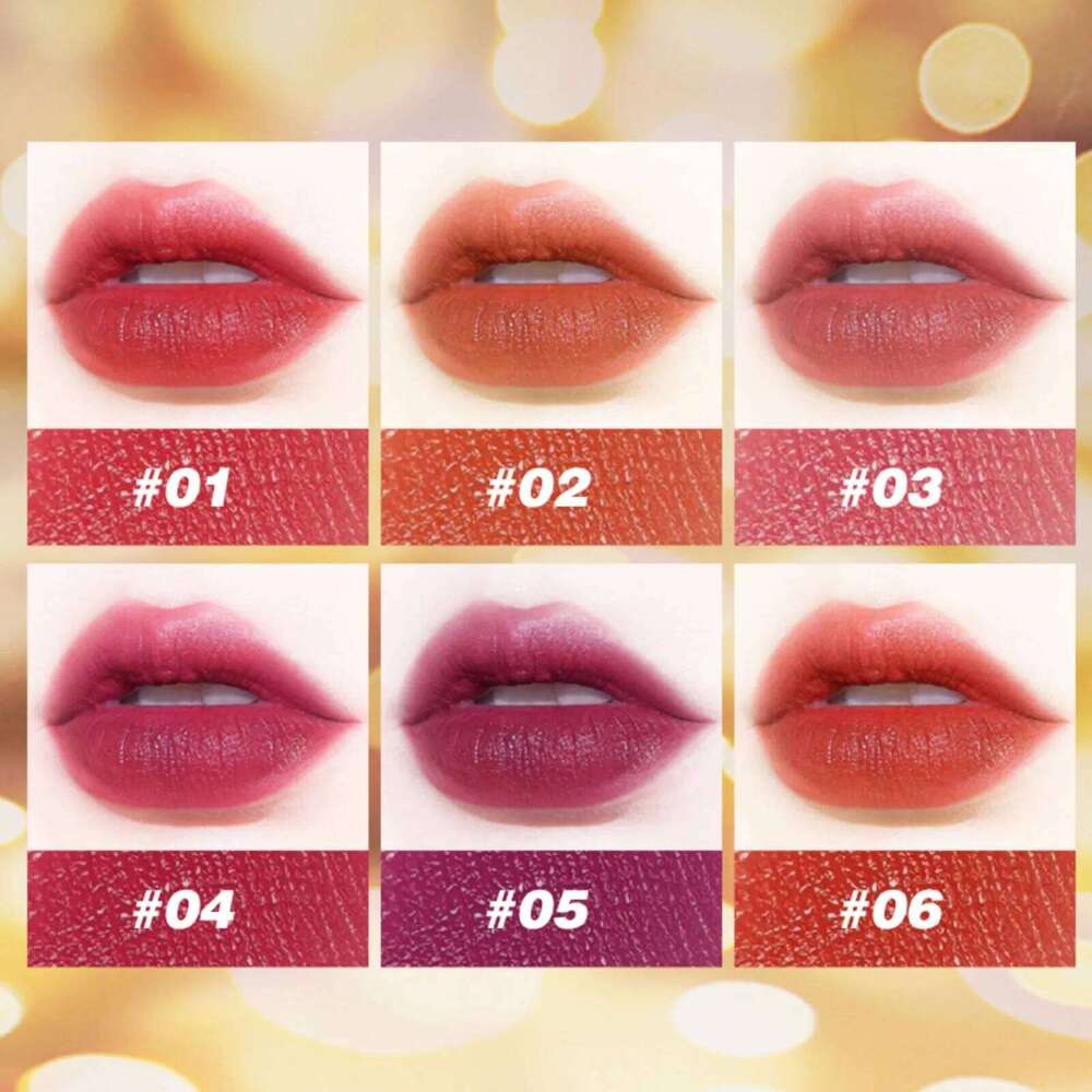 Matte Set 6 Colors, Multi-Finish, Long Lasting Moisturizing and Waterproof Non-Stick Cup Lipstick for Festival Gift H260302