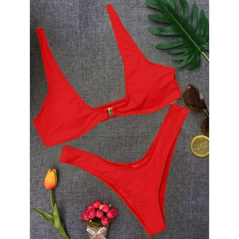 Sexy Backless Set Swimwear Women Solid Split Bathing Suit Bikini Push Up Summer 2025 New Beach Vacation Two Piece Sets Z260301