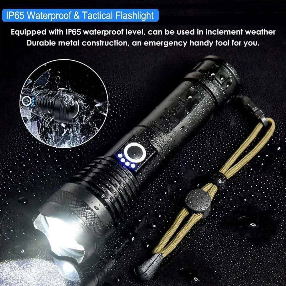 High Power XHP50.2 USB Rechargeable White/Yellow Led Flashlight 4Cores Torch Set Zoomable Usb Hand Lantern For Camping Outdoor Z260301