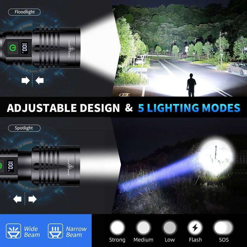 1600000 LM Super Bright Flashlight USB Rechargeable LED Long Range Tactical Torch Outdoor Waterproof Camping Fishing Lantern Z260301