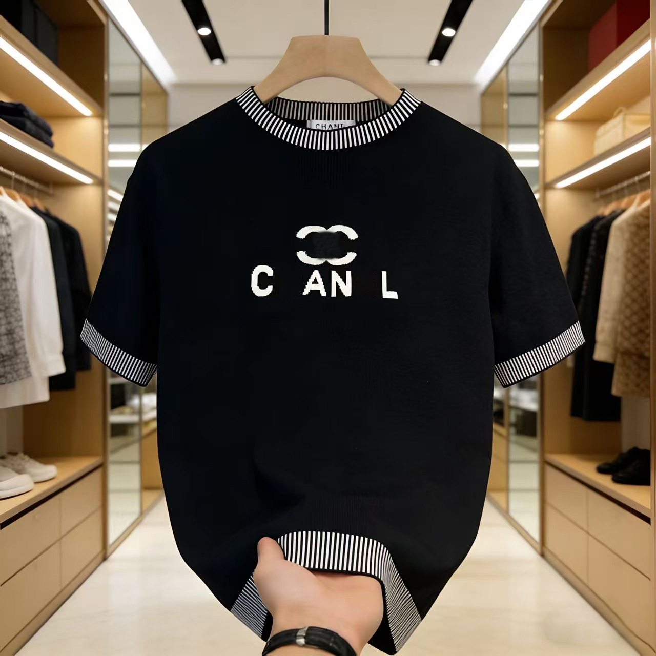 2026 Summer Women's Short-sleeved Knitted Shirt online celebrity Explosions T-shirt Letter Embroidery85