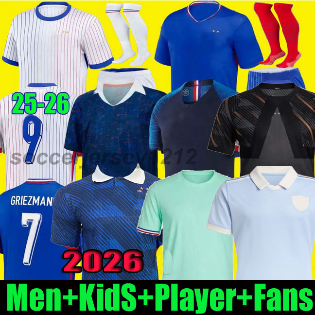 2026 French Soccer Jerseys BENZEMA MBAPPE GRIEZMANN SALIBA PAVARD Dembele 2025 Maillot De Foot Kids 25 26 27 Football Shirt men 1998 KOLO MUANI 2006 Retro