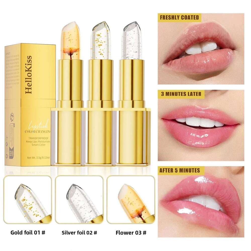 hermo Shift Lipstick Gold Foil Plumping Lip Balm Moisturizing Non Transfer Nourishing Color Change Longwear H260302