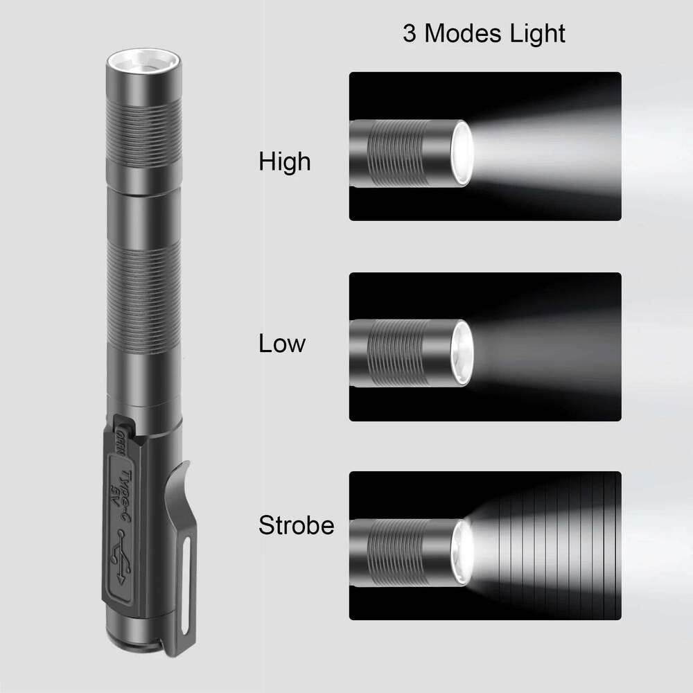 USB Rechargeable Mini Flashlights Clip Pocket Medical Penlight Waterproof Zoomable LED Torch Light Z260301