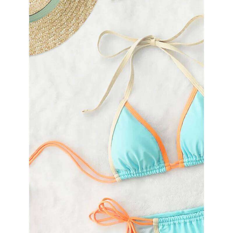 2025New Blue Swimsuit Ladies Sexy Three Point Bikini Women Wholesale Z260301