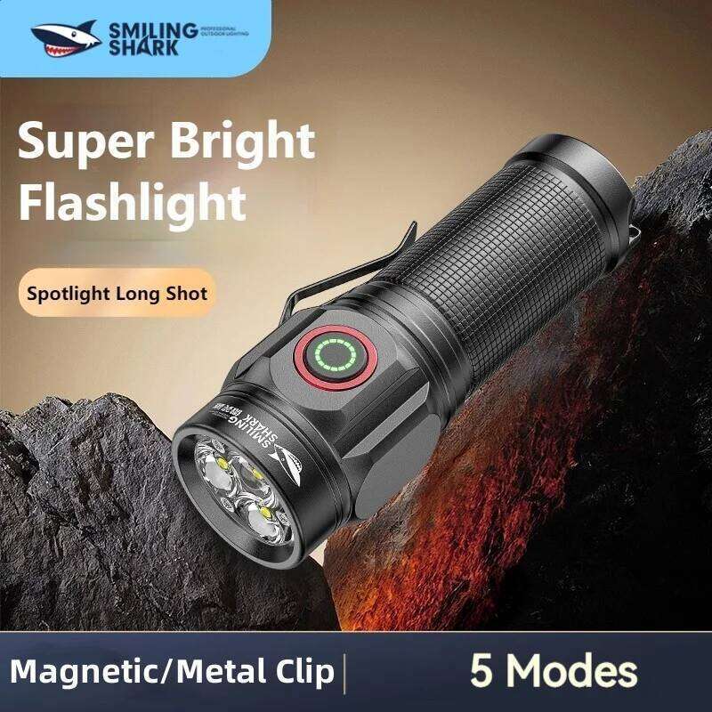 Smiling Shark SD7143 Mini Portable Flashlight, Super Bright Torchlight, with Magnetic Metal Clip, Type-C Rechargeable, Outdoors Z260301