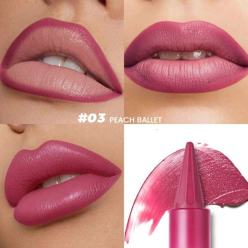 Pudaier Matte Velvet Lipstick & Liner Set - Waterproof Long Lasting Brown Pink Double Ended Lip Makeup Kit, Smudge Proof H260302