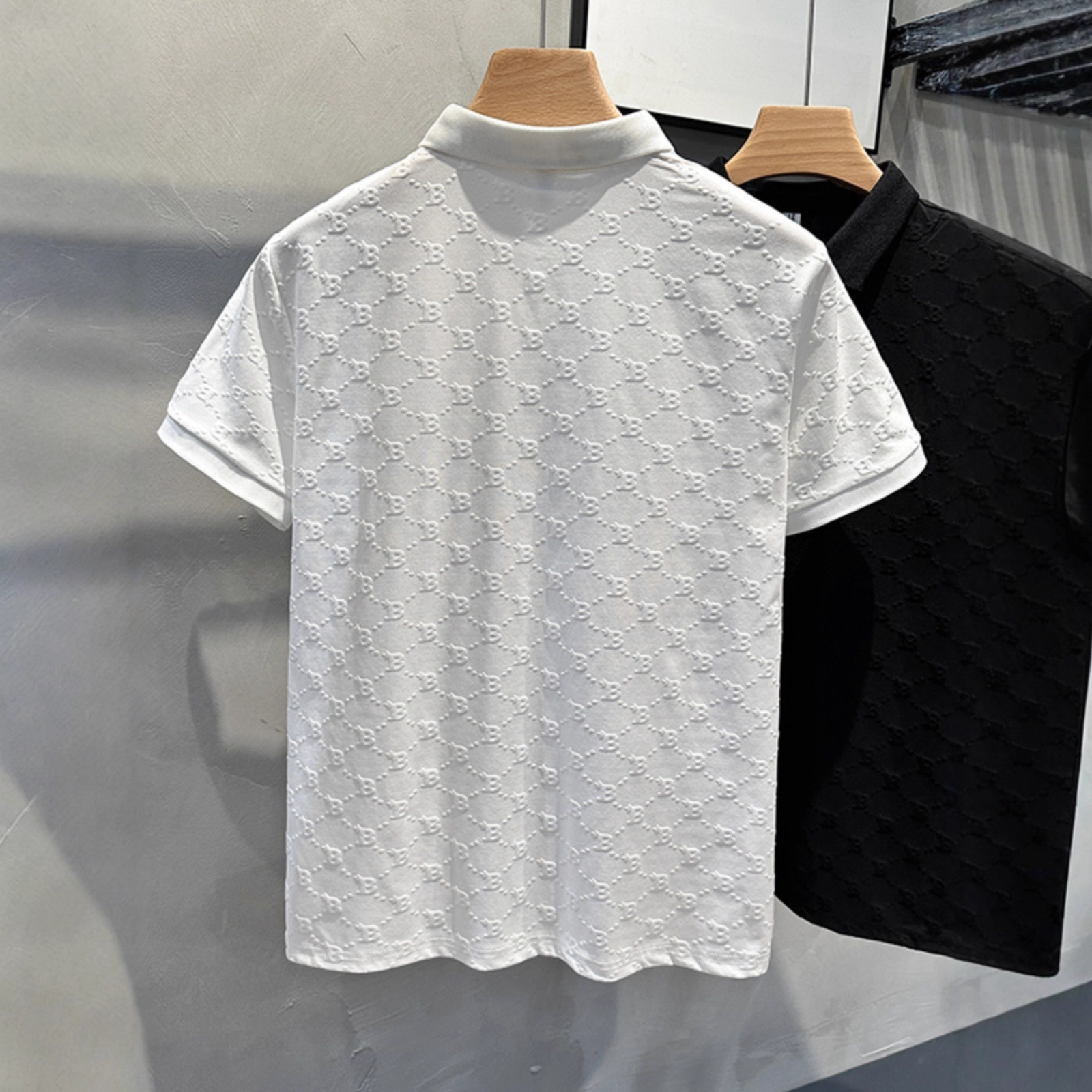 Luxury Designer Clothes European Fashion Luxury Light Casual White Polo Shirt For Men Summer Short-Sleeve Comfortable New Breathable Turn-Down Coll