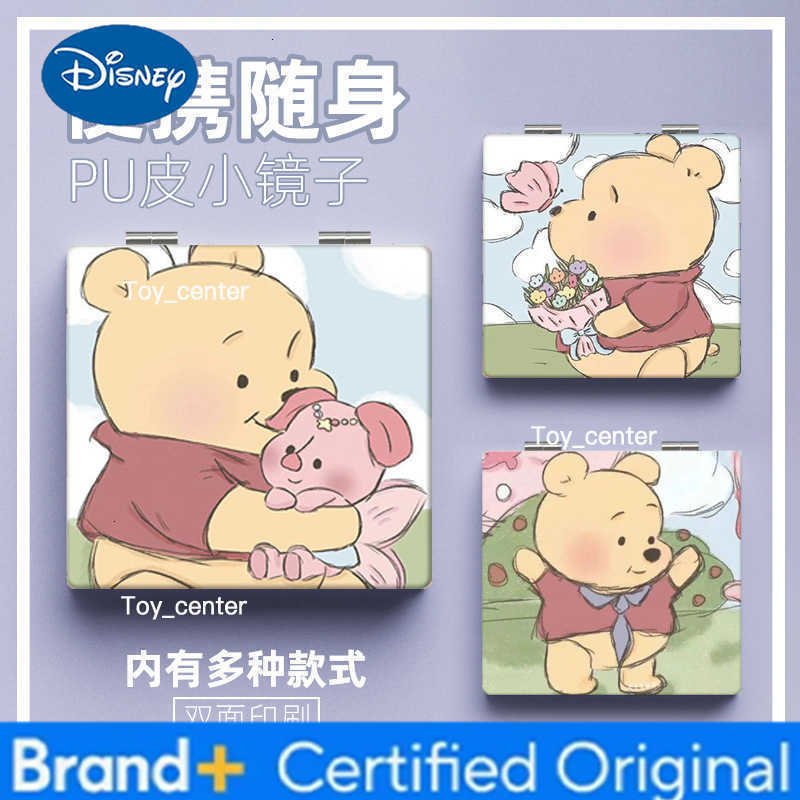 Disney Cartoon Winnie the Pooh Folding Makeup Mirror Double-Sided Girls Cosmetic Mirror Portable Square High-Definition Mirror H260302