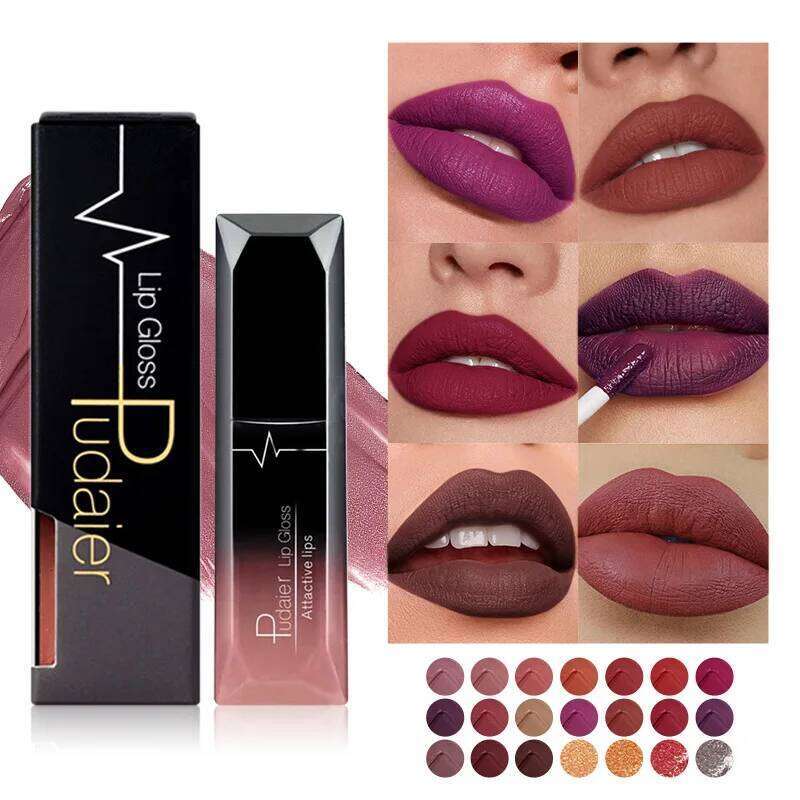 12 Colors Matte Liquid Lipstick Lipgloss Pink Orange Contour Lipliner Wood Nude gloss Lip stick Makeup Set P1200# H260302