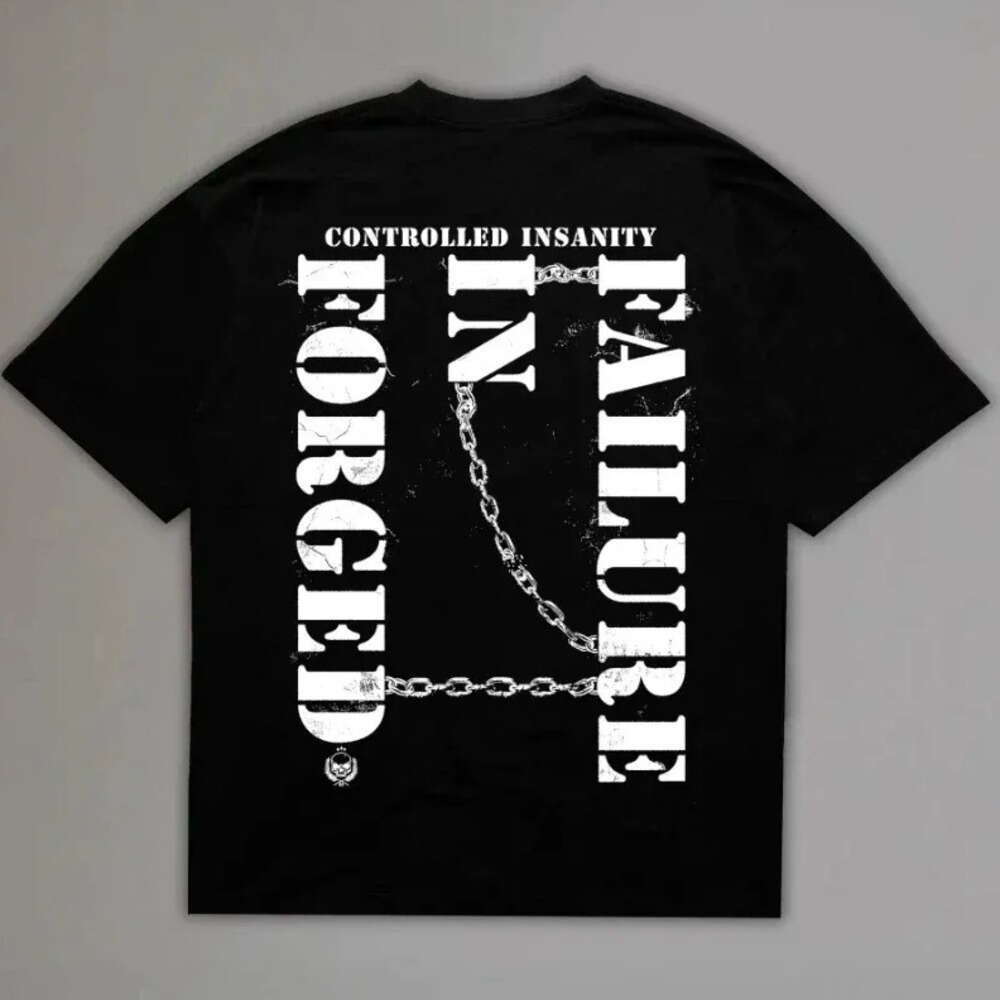 Black Tee Men's T Shirts Summer Controlled Insanity T-shirt Covers Over sized Men's Tees Short Sleeve Tees Workout Men's Clothing