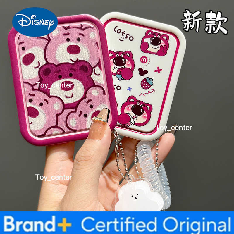 Disney Kawaii Lotso Folding Makeup Mirror Cute Lotso Portable Handheld Makeup Mirror Cartoon Anime Sides Foldable Mirror Gifts H260302