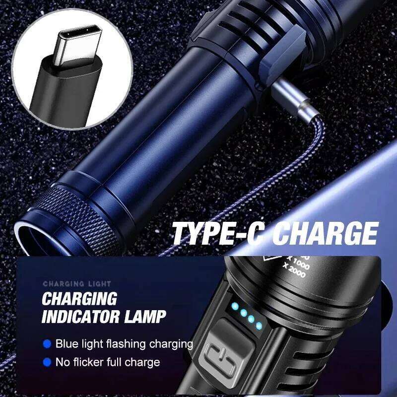 Super Bright 1200Lumen LED Flashlight Zoomable Strong Light with Rechargeable Battery 3 Modes for Outdoor Emergency Z260301