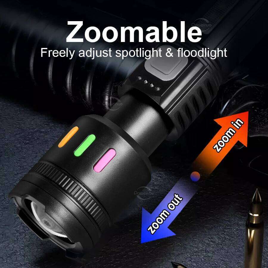 ABS Ultra Bright High Power Led Flashlight 100000LM COB Red Flash Lights 5 Modes USB Rechargeable Flashlights Outdoor Zoom Torch Z260301