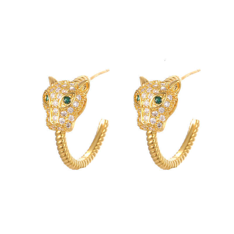 Leopard Head C-shaped Earrings Fashionable Light-luxury Style Earrings