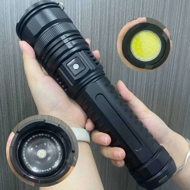 Powerful 10000 LM Led Flashlight 3*18650 Battery Zoomable White Laser Torch Type-C Charging Outdoor Camping Tactical Lantern Z260301