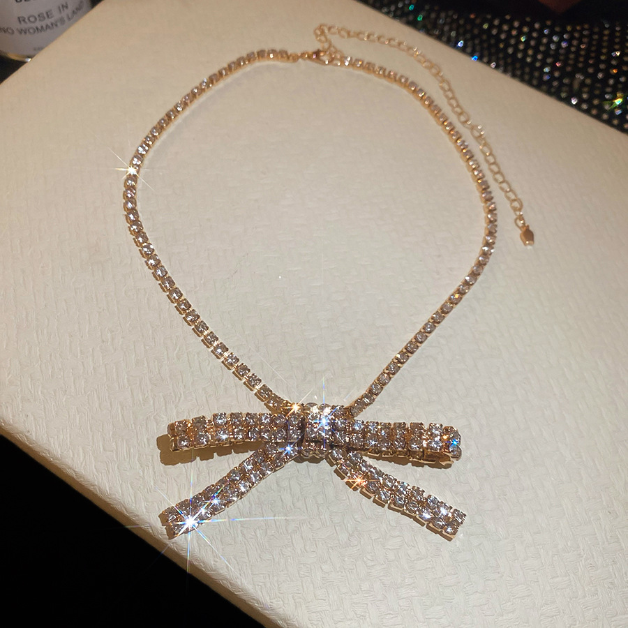 Super fairy-like diamond-encrusted bow pendant necklace, exquisite, sweet, elegant, and stylish collarbone chain, light luxury, niche, versatile acces - view 6