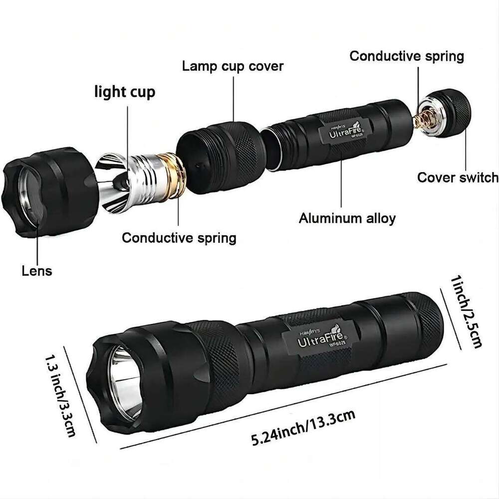 UltraFire WF-502B Tactical Flashlight Long Range 5W High Powerful Camping Torch Light Rechargeable Lantern for Daily Carry Z260301