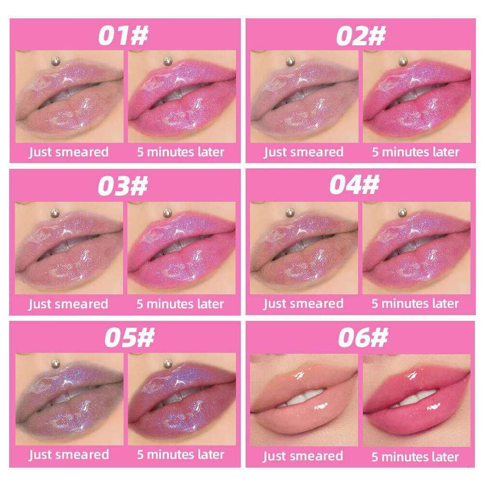 QIBEST Pearlescent Mirror Glaze Temperature Color Changing Oil Moisturizing Shiny Lipgloss Long-lasting Lip Tint Makeup H260302