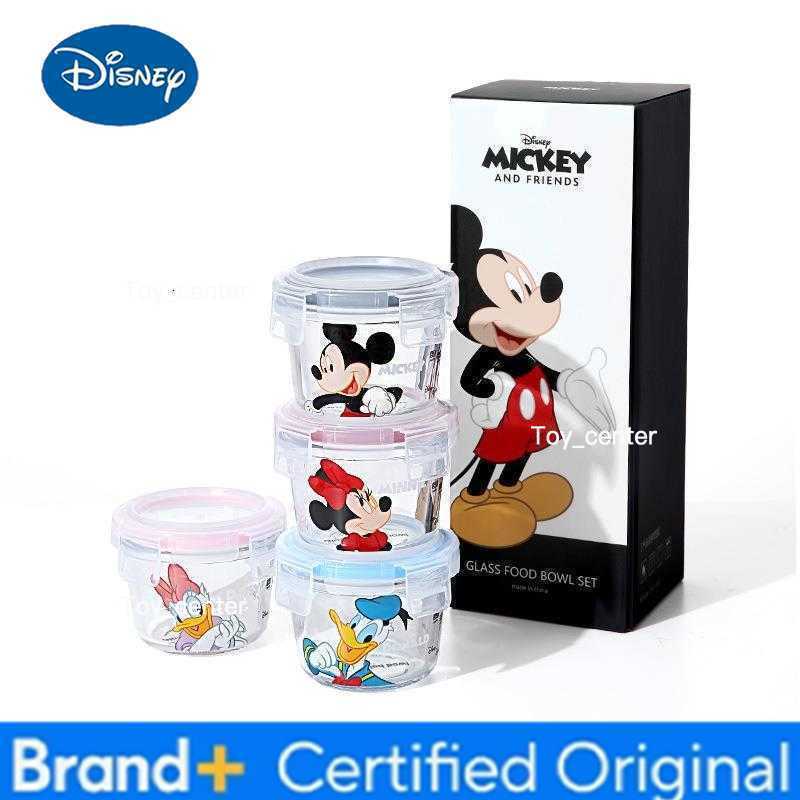 Disney A Mickey Mouse Cartoon Glass Fresh-keeping Bowl Cartoons Donald Ducks Pattern with Lid Soup Bowls Kawaii Anime Fruit Boxs H260302