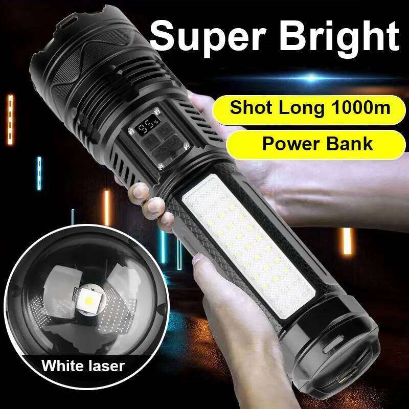 Large Strong Light Flashlight Charging Super Bright Laser Outdoor Spotlight Long Range LCD Display Portable and Hangable T Z260301